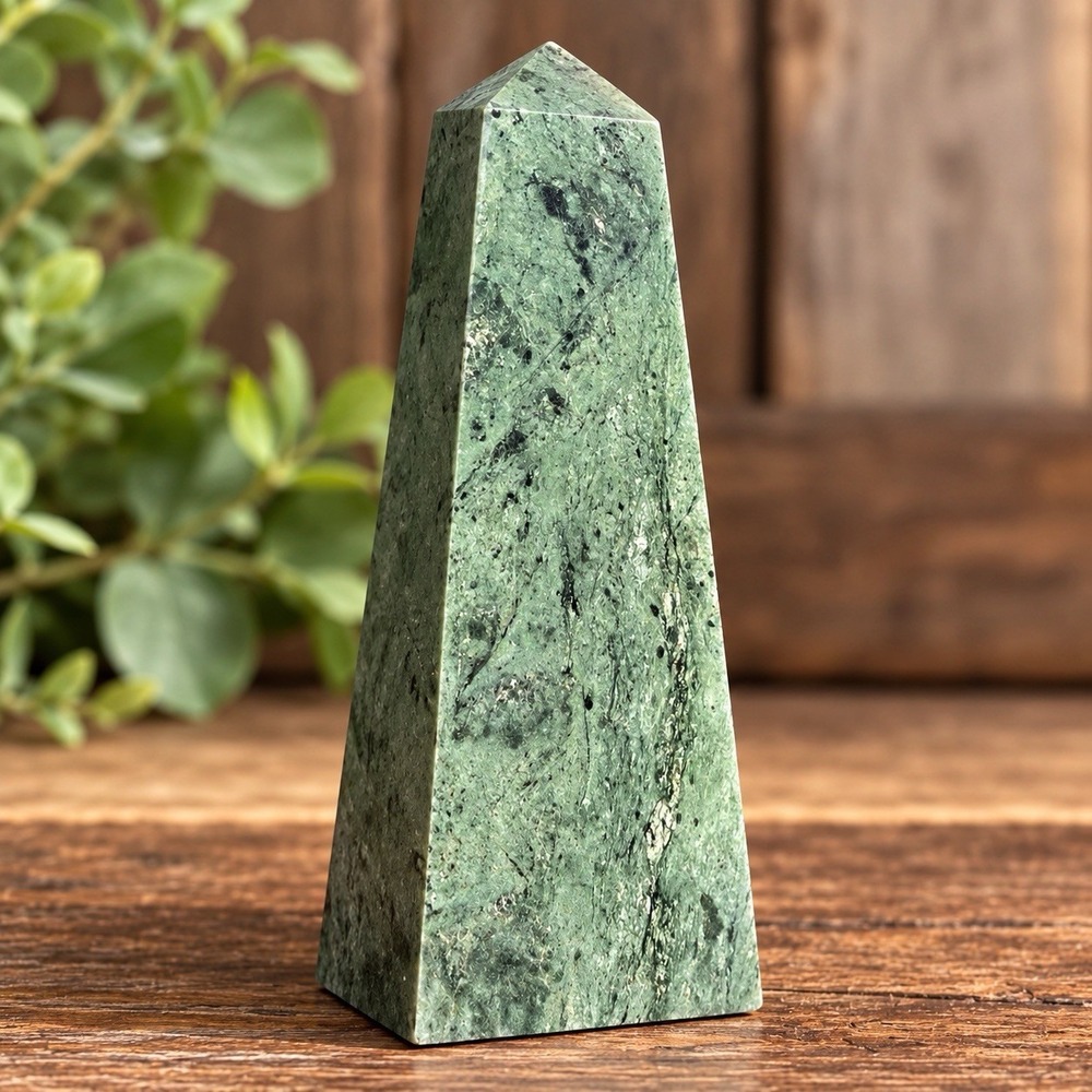 Vintage Dark Green Marble Obelisk 5.25" Tall - Taiwan Crowning Touch Collection